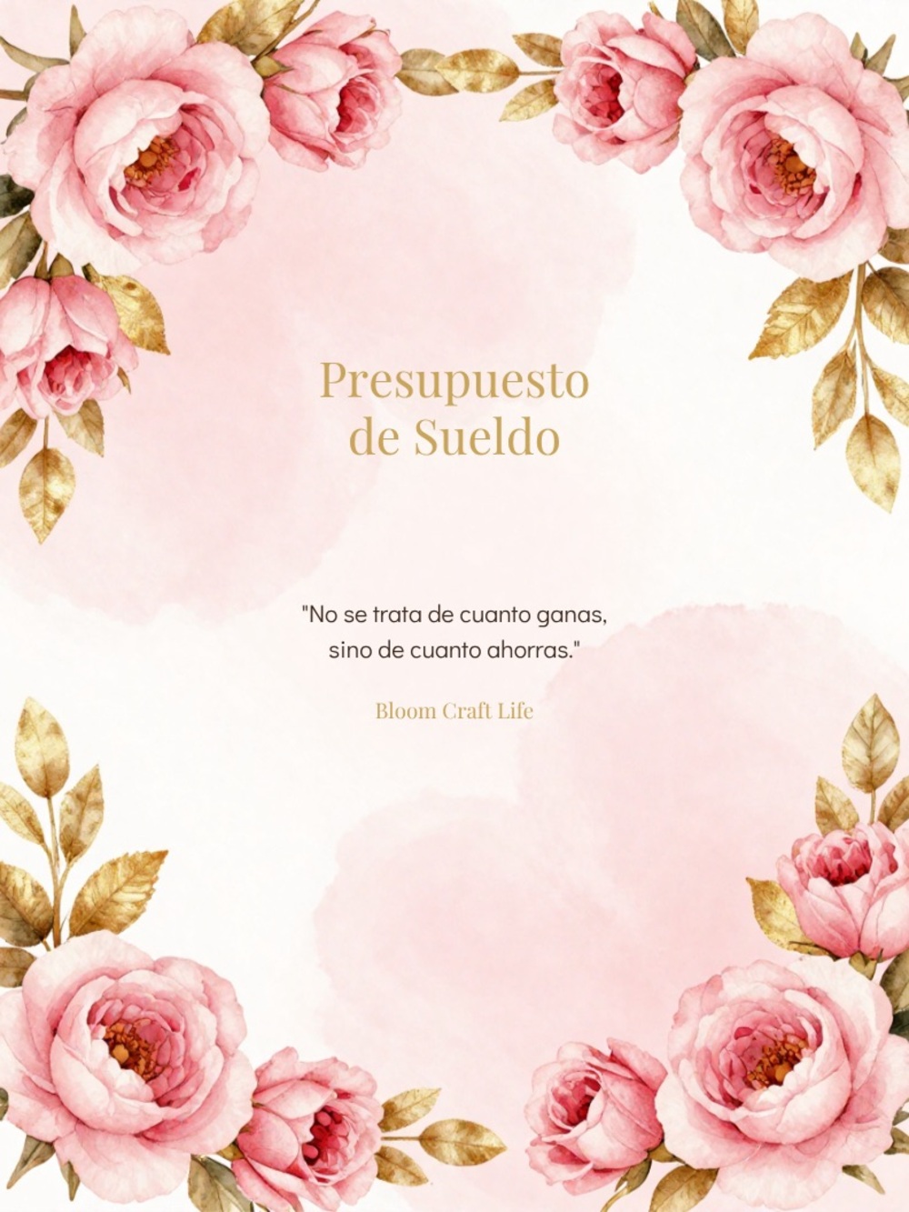 Floral Pink Pay Check Budget Planner Digital Spanish
